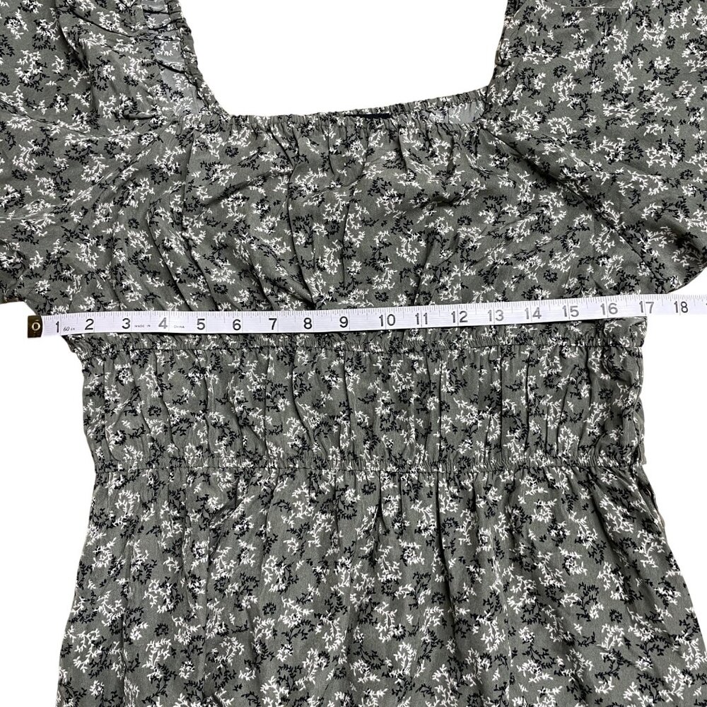 VERY J DRESS FLORAL OLIVE GREEN SQUARE NECK MAXI LINED BOHO PEASANT FEMININE NWT - Picture 11 of 12